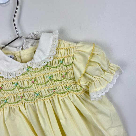 Vintage Polly Flinders Smocked Yellow Dress 24 Months - Picture 2 of 5